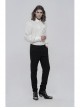 Bow Tie Front Pearls Button Lantern Sleeve White Gothic Cotton Woven Shirt