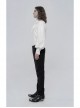 Bow Tie Front Pearls Button Lantern Sleeve White Gothic Cotton Woven Shirt