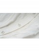 Bow Tie Front Pearls Button Lantern Sleeve White Gothic Cotton Woven Shirt