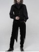 Front Button Splice Jacquard Swallowtail Hem Black Gothic Striped Velvet Mid-Length Vest