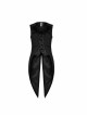 Front Button Splice Jacquard Swallowtail Hem Black Gothic Striped Velvet Mid-Length Vest