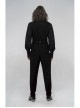 Front Button Splice Jacquard Swallowtail Hem Black Gothic Striped Velvet Mid-Length Vest