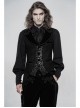 Front Button Splice Jacquard Swallowtail Hem Black Gothic Striped Velvet Mid-Length Vest