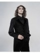Front Button Splice Jacquard Swallowtail Hem Black Gothic Striped Velvet Mid-Length Vest
