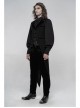 Front Button Splice Jacquard Swallowtail Hem Black Gothic Striped Velvet Mid-Length Vest