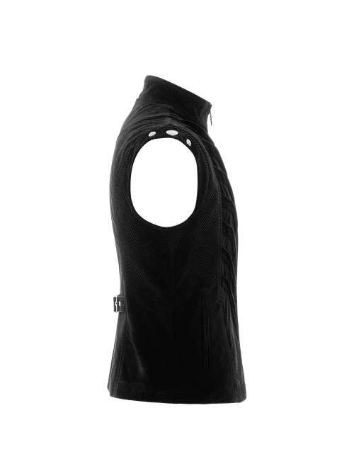 High Collar Front Zipper Back Waist Metal Hasp Black Gothic Weft Velvet Vest