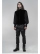 High Collar Front Zipper Back Waist Metal Hasp Black Gothic Weft Velvet Vest