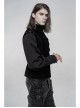 High Collar Front Zipper Back Waist Metal Hasp Black Gothic Weft Velvet Vest