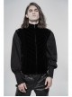 High Collar Front Zipper Back Waist Metal Hasp Black Gothic Weft Velvet Vest