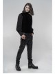 High Collar Front Zipper Back Waist Metal Hasp Black Gothic Weft Velvet Vest