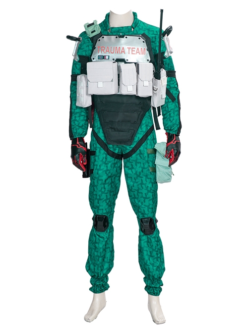 Cyberpunk 2077 Trauma Team Halloween Cosplay Costume Green Bodysuit Full Set