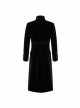 High Collar Front Chest Embroidery Long Sleeve Button Cuff Black Gothic Jacquard Coat