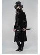 High Collar Front Chest Embroidery Long Sleeve Button Cuff Black Gothic Jacquard Coat