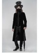 High Collar Front Chest Embroidery Long Sleeve Button Cuff Black Gothic Jacquard Coat