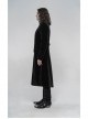High Collar Front Chest Embroidery Long Sleeve Button Cuff Black Gothic Jacquard Coat