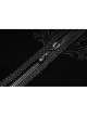High Collar Front Chest Embroidery Long Sleeve Button Cuff Black Gothic Jacquard Coat