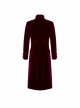High Collar Front Chest Embroidery Long Sleeve Button Cuff Wine Red Gothic Jacquard Coat