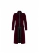 High Collar Front Chest Embroidery Long Sleeve Button Cuff Wine Red Gothic Jacquard Coat