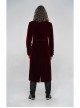 High Collar Front Chest Embroidery Long Sleeve Button Cuff Wine Red Gothic Jacquard Coat