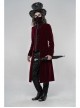 High Collar Front Chest Embroidery Long Sleeve Button Cuff Wine Red Gothic Jacquard Coat