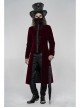 High Collar Front Chest Embroidery Long Sleeve Button Cuff Wine Red Gothic Jacquard Coat