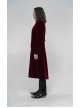 High Collar Front Chest Embroidery Long Sleeve Button Cuff Wine Red Gothic Jacquard Coat