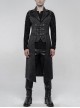 Shoulder Rivet Leather Loop Front Metal Hasp Black Punk Jacquard Vest