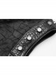 Shoulder Rivet Leather Loop Front Metal Hasp Black Punk Jacquard Vest