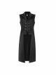 Shoulder Rivet Leather Loop Front Metal Hasp Black Punk Jacquard Vest