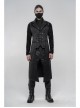 Shoulder Rivet Leather Loop Front Metal Hasp Black Punk Jacquard Vest