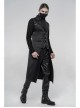 Shoulder Rivet Leather Loop Front Metal Hasp Black Punk Jacquard Vest