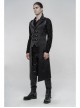 Shoulder Rivet Leather Loop Front Metal Hasp Black Punk Jacquard Vest