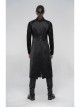 Shoulder Rivet Leather Loop Front Metal Hasp Black Punk Jacquard Vest