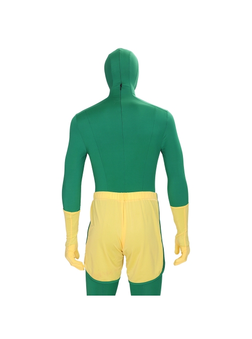 Wanda Vision Vision Green Bodysuit Yellow Cloak Halloween Cosplay Costume Set