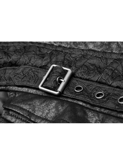 Small Fly Shoulder Front Chest Metal Retro Button Black Punk Three-Dimensional Jacquard Waistcoat