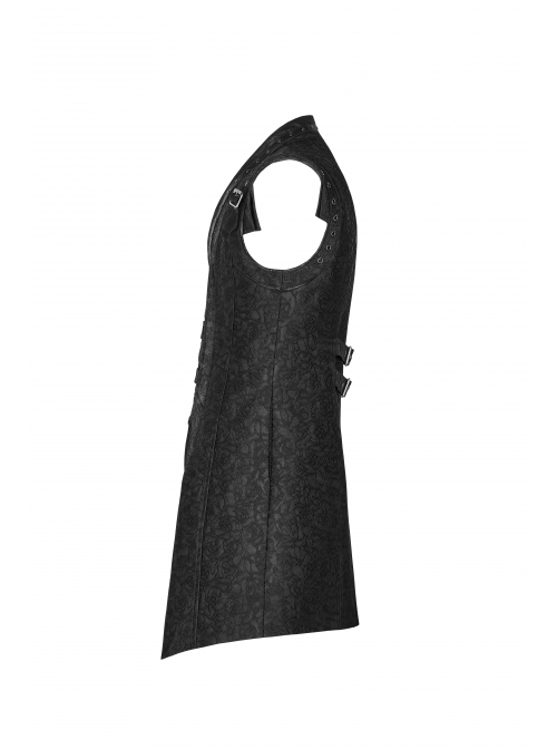 Small Fly Shoulder Front Chest Metal Retro Button Black Punk Three-Dimensional Jacquard Waistcoat
