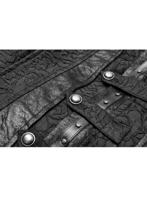 Small Fly Shoulder Front Chest Metal Retro Button Black Punk Three-Dimensional Jacquard Waistcoat