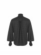High Collar Front Metal Retro Button Lantern Sleeve Black Gothic Print Jacquard Shirt