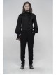 High Collar Front Metal Retro Button Lantern Sleeve Black Gothic Print Jacquard Shirt