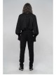 High Collar Front Metal Retro Button Lantern Sleeve Black Gothic Print Jacquard Shirt