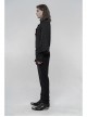 High Collar Front Metal Retro Button Lantern Sleeve Black Gothic Print Jacquard Shirt