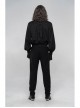 High Collar Front Metal Retro Button Lantern Sleeve Black Gothic Print Jacquard Shirt