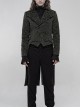 Stand-Up Collar Front Chest Button Long Sleeve Slit Dovetail Hem Black Gothic Retro Jacquard Jacket