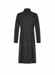 Stand-Up Collar Front Chest Button Long Sleeve Slit Dovetail Hem Black Gothic Retro Jacquard Jacket