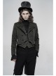 Stand-Up Collar Front Chest Button Long Sleeve Slit Dovetail Hem Black Gothic Retro Jacquard Jacket