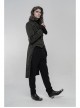 Stand-Up Collar Front Chest Button Long Sleeve Slit Dovetail Hem Black Gothic Retro Jacquard Jacket
