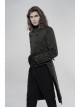 Stand-Up Collar Front Chest Button Long Sleeve Slit Dovetail Hem Black Gothic Retro Jacquard Jacket