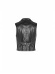 Front Button Back Waist Metal Leather Hasp Black Gothic Jacquard Vest