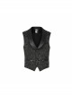 Front Button Back Waist Metal Leather Hasp Black Gothic Jacquard Vest