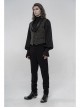 Front Button Back Waist Metal Leather Hasp Black Gothic Jacquard Vest
